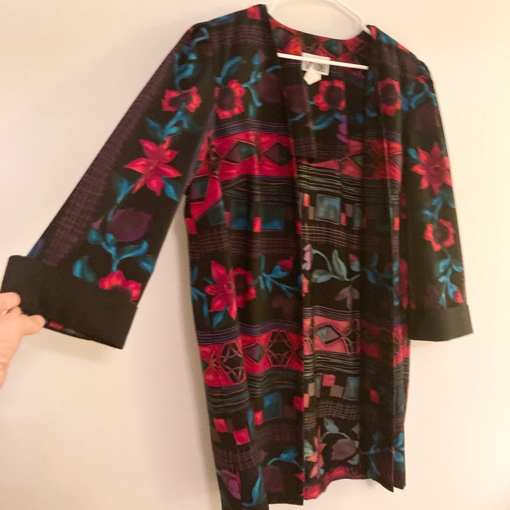 Mixed print open blazer or kimono 80s 90s